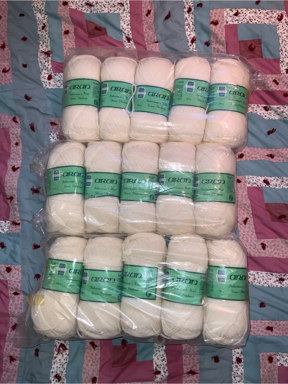15 skeins aran fisherman wool blend yarn 1500 grams eatons